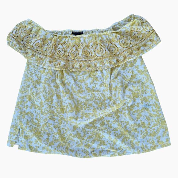 Lane Bryant Embroidered Eyelet Off Shoulder Blouse Boho Goldenrod 22 24 COTTON - Picture 7 of 16